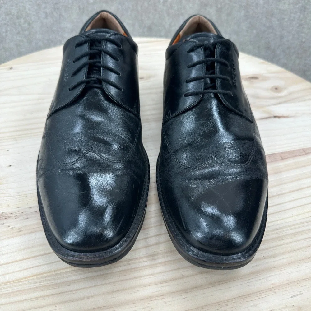ECCO Holton Apron Toe Oxford Mens 12 Black Leather Lace Up Dress Shoes
